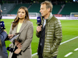 Moderatorin Laura Wontorra, RTL-Fußball-Experte Jürgen Klinsmann; © TVNOW / Ralf Jürgens