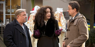 Staatsanwältin Wilhelmine Klemm (Mechthild Großmann, Mitte), Kommissar Frank Thiel (Axel Prahl, links) und Prof. Karl-Friedrich Boerne (Jan Josef Liefers, rechts); © WDR/Martin Valentin Menke