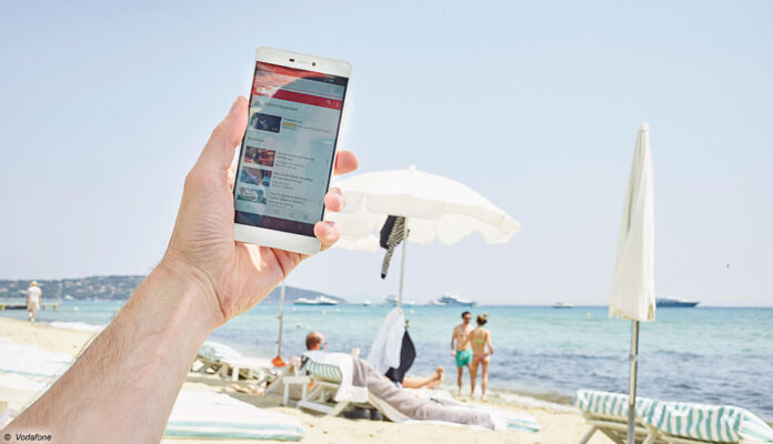 Vodavone Handy am Strand