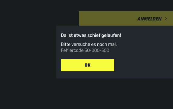 DAZN-Login: Fehlercode 50-000-500