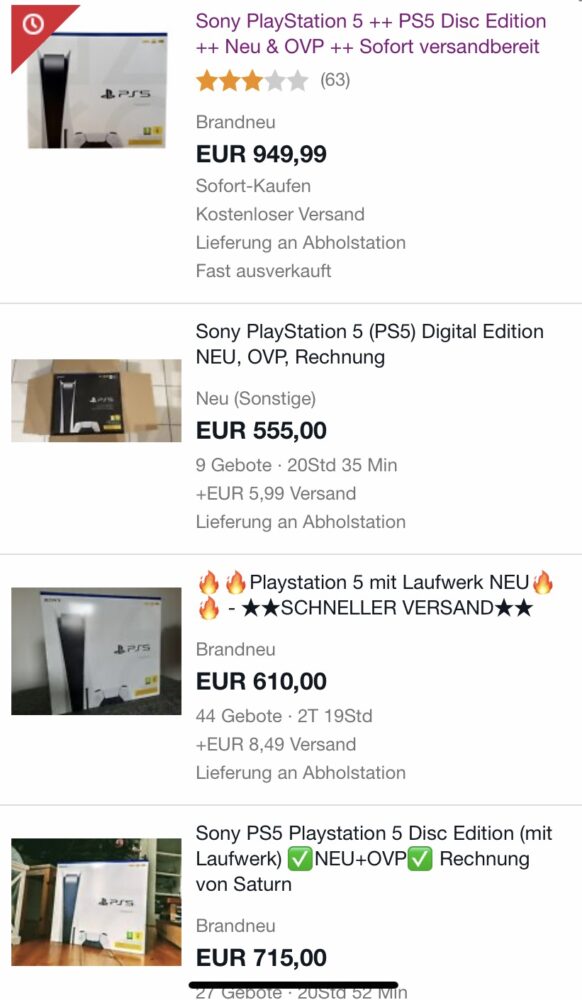 Die Playstation 5 wird zum Wucherpreis auf Ebay angeboten