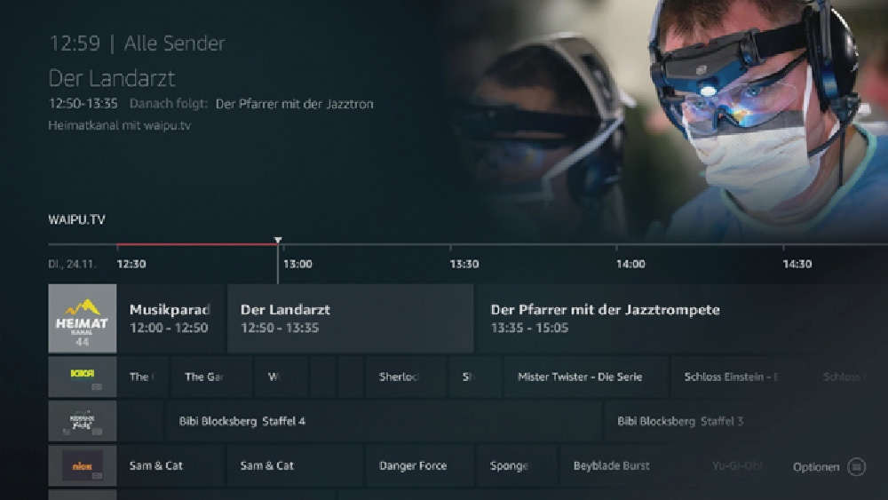 Lineares Fernsehen kann über TV-Apps wie Zattoo oder Waipu mit dem TV-Stick geschaut werden