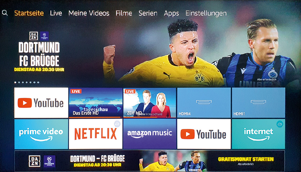 Nutzern der Fire-TV-Produkte kommt die Oberfläche bekannt vor: Der OK-Fernseher lässt sich auf ähnliche Art wie die Sticks bedienen 