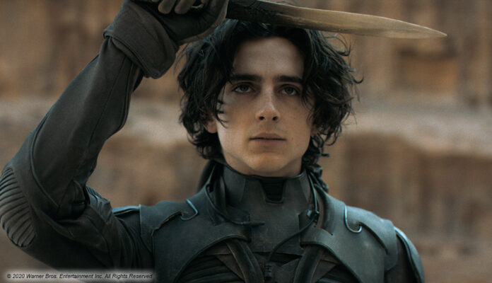 dune-paul-atreidus-stillsuit-crysknife Paul Atreides (Timothy Chalamet) in "Dune"