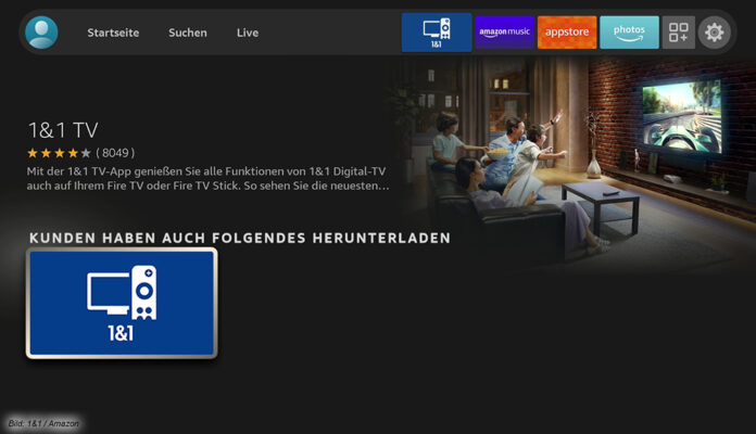 1&1 TV im Live Tab bei Fire TV