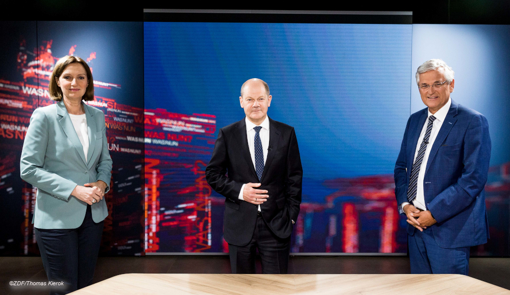 Bettina Schausten, Olaf Scholz, Peter Frey ©ZDF/Thomas Kierok