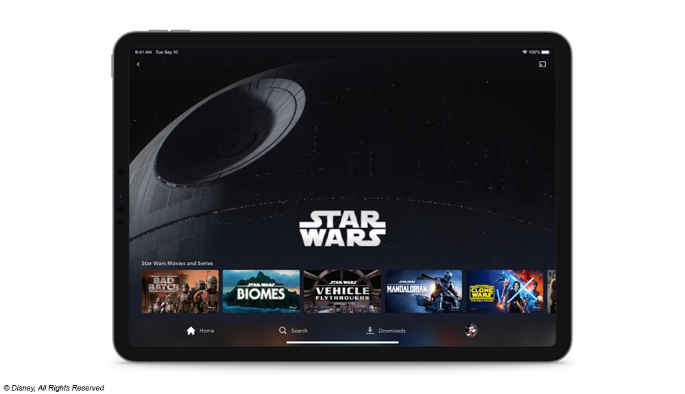 Disney+ App, Tablet, Star Wars, Filme und Serien
