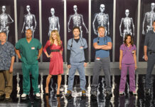Scrubs, Zach Braff als "John Dorian/ JD", Sarah Chalke als "Elliot Reid", Judy Reyes als "Carla Espinosa", Donald Faison als "Christopher Turk", Neil Flynn als "Hausmeister", Ken Jenkins als " Dr. Robert Kelso", John C. McGinley als " Dr. Cox"