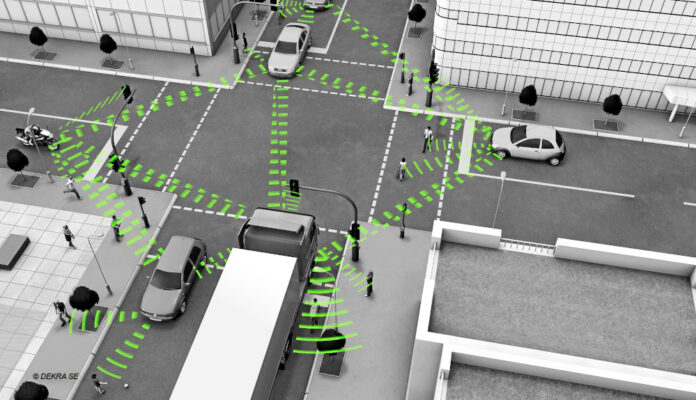 Animation vernetzter Verkehrteilnehmer - Daten-Austausch