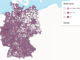 5G Ausbau Telekom die Netzabdeckung als Karte