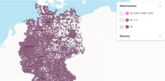 5G Ausbau Telekom die Netzabdeckung als Karte