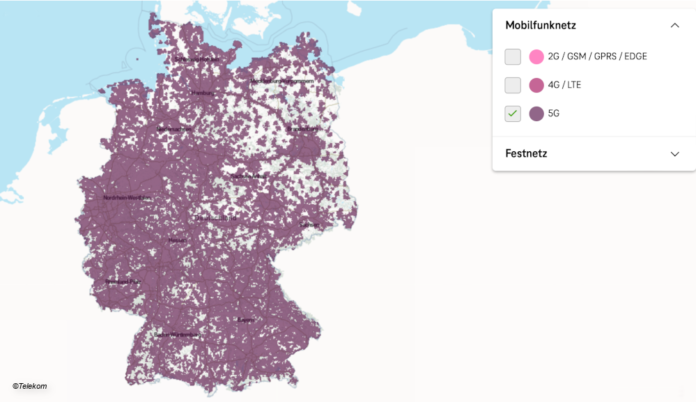 5G Ausbau Telekom die Netzabdeckung als Karte