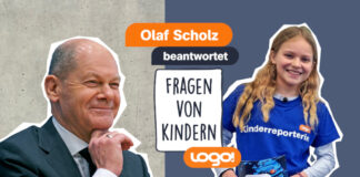 Olaf Scholz bei Logo