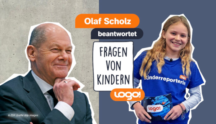 Olaf Scholz bei Logo