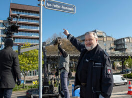 "Großstadtrevier"-Dreharbeiten an der Jan Fedder Promenade in Hamburg