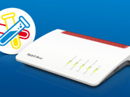 AVM Fritzbox mit Labor-Symbol