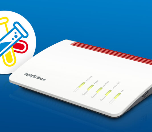 AVM Fritzbox mit Labor-Symbol