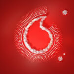 Vodafone Logo mit Eisblumen