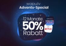 Waipu.tv im Advent 50 Prozent Reduziert - mit Netflix oder Waiput 4K TV-Stick