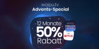Waipu.tv im Advent 50 Prozent Reduziert - mit Netflix oder Waiput 4K TV-Stick