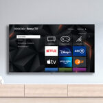 Der Roku TV R5G von Coocaa im Aufstellbeispiel montiert vor einer Wohnwand