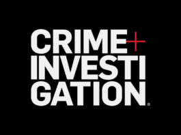 Crime + Investigation Logo auf schwarzem Untergrund