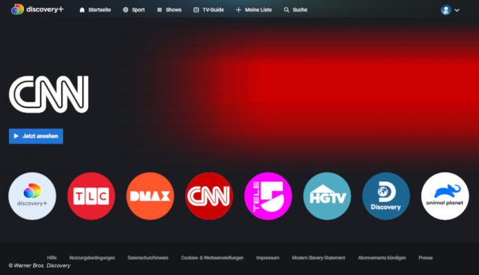 CNN Bildschirm Discovery+