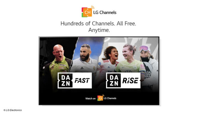 Logos von LG Channels, DAZN Fast und DAZN Rise