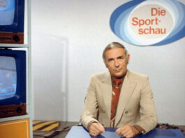 Die Moderatoren-Legende Ernst Huberty in einer alten Sportschau-Ausgabe
