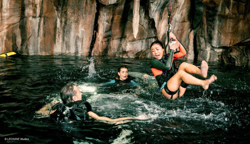 Fressgierige weiße Haie lauern im Wasser