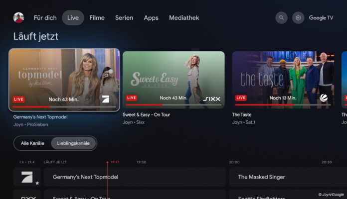 Google TV Live-TV-Tab