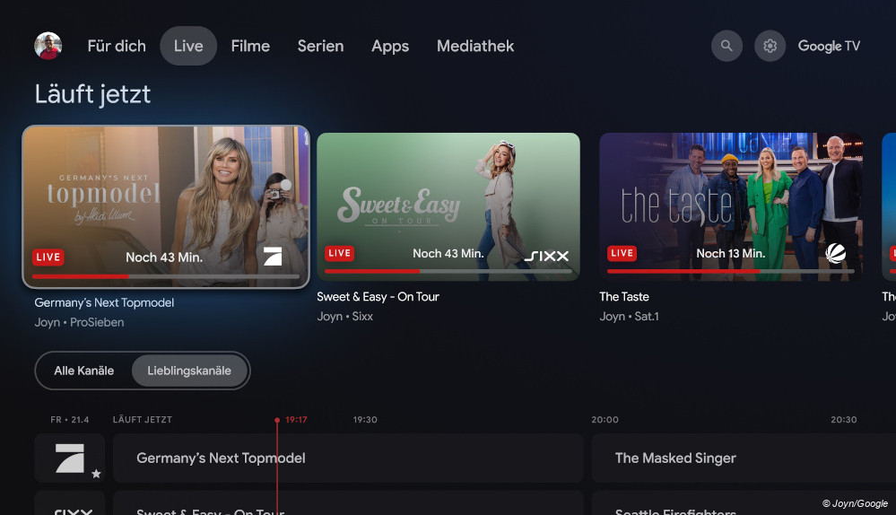 #Google TV integriert Zattoo und Joyn in neuen Live TV-Tab