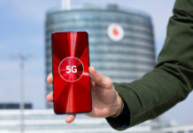 Vodafone Handy mit 5G Symbol