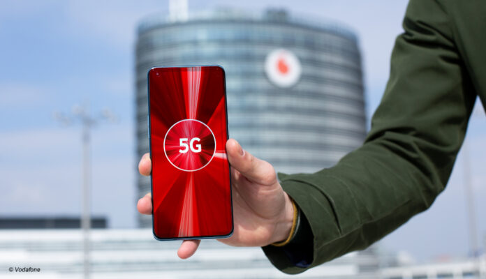 Vodafone Handy mit 5G Symbol