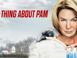 Renée Zellweger und "The THing About Pam"-Schriftzug