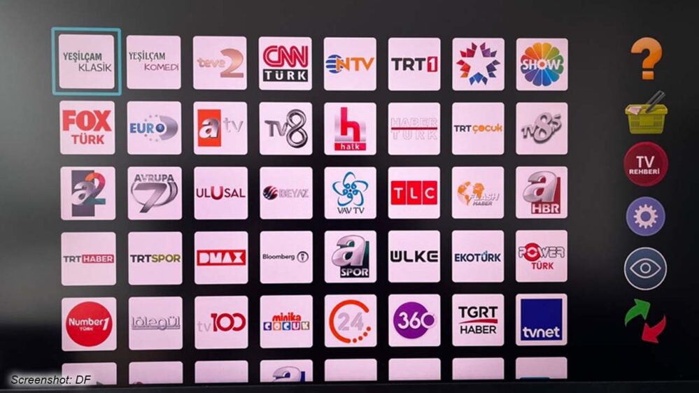 Die Sender bei Uyanik TV stehen gratis in einer gitterförmigen Auswahl zur Verfügung (Roku Channel)