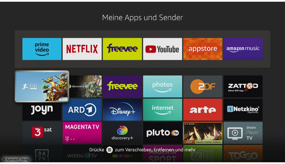 Die Hauptseite von Fire TV ist auf die persönlichen Vorlieben des Nutzers abgestimmt. Im Unterpunkt Apps werden sämtliche installierte Erweiterungen aufgezeigt