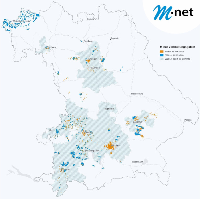 M-net Verbreitungsgebiet