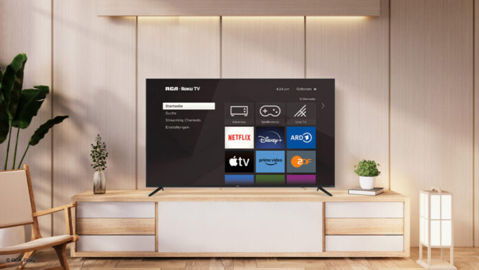 Ein RCA-Fernseher mit Roku TV Oberfläche