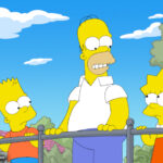 Homer, Lisa und Bart Simpson auf einer Brücke