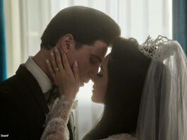 Elvis und Priscilla Presley im Hochzeits-Outfit