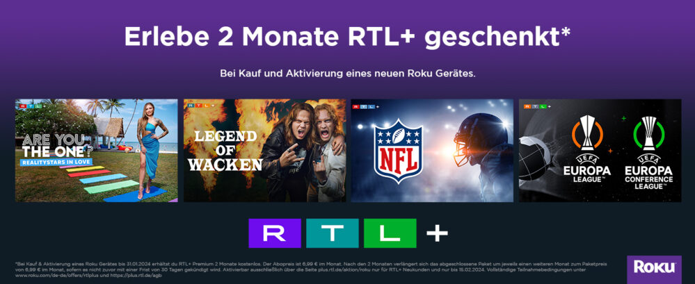 2 Monate RTL+ Premium gratis mit Roku TV