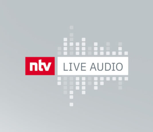 NTV Live Audio Logo auf grauem Grund