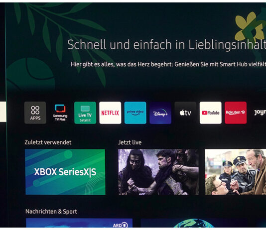 Im Homescreen finden Sie alle wichtigen Streaming-Anbieter und Samsungs TV-Plus-App, die mit 8K-Inhalten aufwartet. Die Umschaltung auf externe HDMI-Quellen erfordert häufig kleine Umwege (alternativ Zahnradtaste gedrückt halten). Vielseitige Twin-Tuner-TV-Empfangsmöglichkeiten inklusive HD+ App-Freischaltung