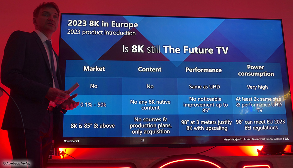 Die Rückbesinnung auf die 4K-LCD-Technik ist kein Zufall: Mangels nativer 8K-Quellen und einer deutlich höheren Energieaufnahme von 8K-Fernsehern wird beim X955 die aktuell beste Mini-LED- und Quantum-Dot-Technik mit einer klassischen 4K-Auflösung kombiniert