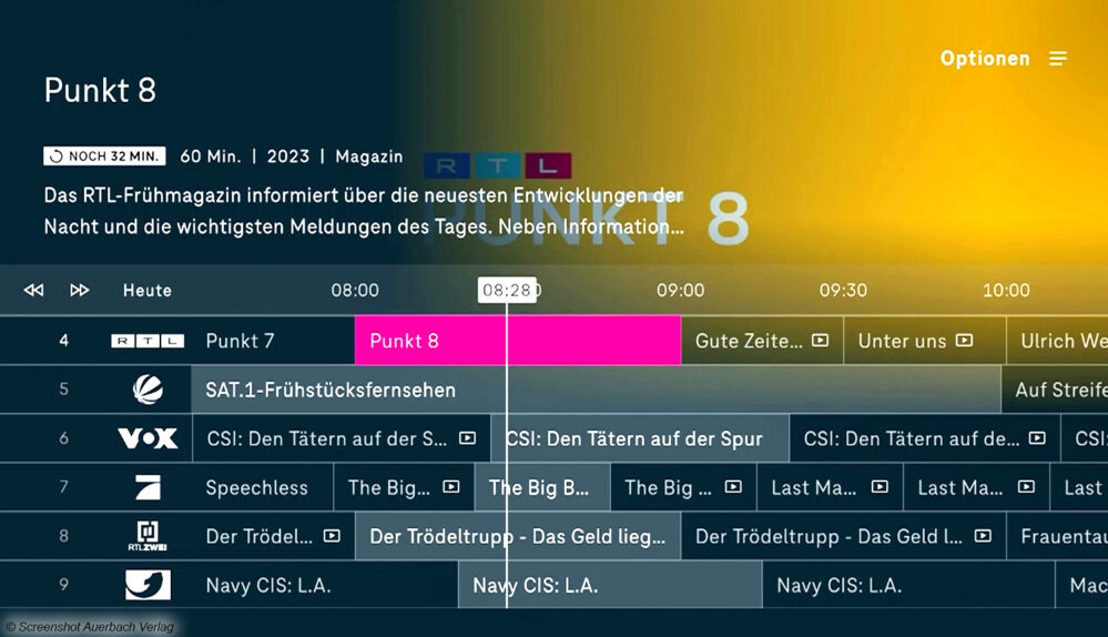 Beim EPG ist alles gleich geblieben, auch weiterhin steht dieser in der Multikanalvorschau bereit.