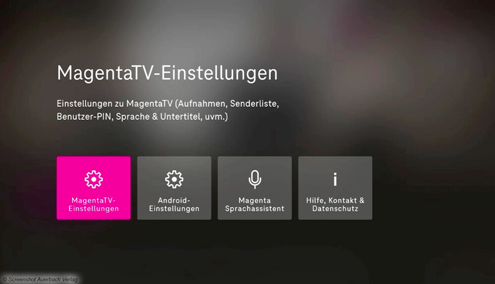 Übersichtlicher gestaltet ist das neue Einstellungsmenü der MagentaTV One. Weiterhin wird zwischen Magenta-TV- und den allgemeinen Einstellungen unterschieden.