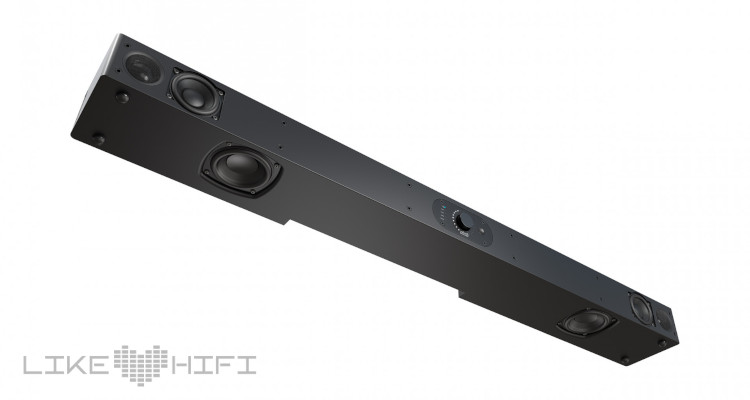 In der Nubert Soundbar nuPro AS-2500 kommen jeweils zwei Hochtöner, zwei Tiefmitteltöner und zwei Subwoofer auf der Unterseite zum Einsatz. (Bild: Nubert)