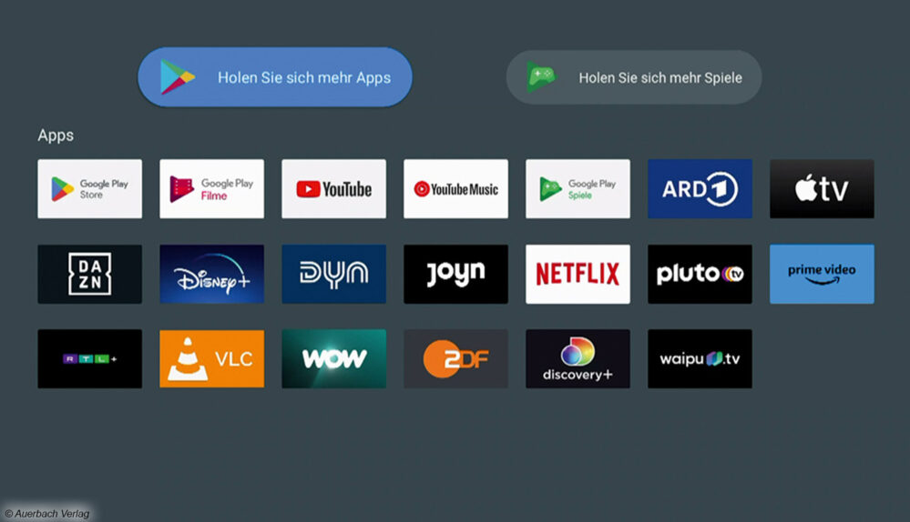 Über den Menüpunkt „Apps“ gelangen Sie in die App-Bibliothek und können mit dem Waipu.tv Hybrid Stick auch bequem die Streaming-Apps von Netflix und Co. nutzen