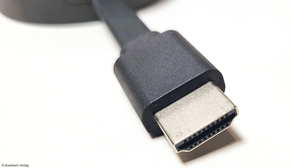 Der Anschluss des Sticks erfolgt via HDMI. Zusätzlich wird die Stromversorgung via USB-C-Kabel und Steckernetzteil sichergestellt